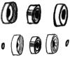 Two spacers cup around the bearing. Two spacers cup around the bearing.